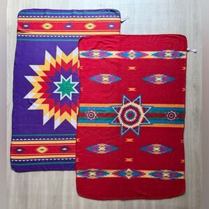 2 Native American Blankets Throw St. Labre Indian School Southwest